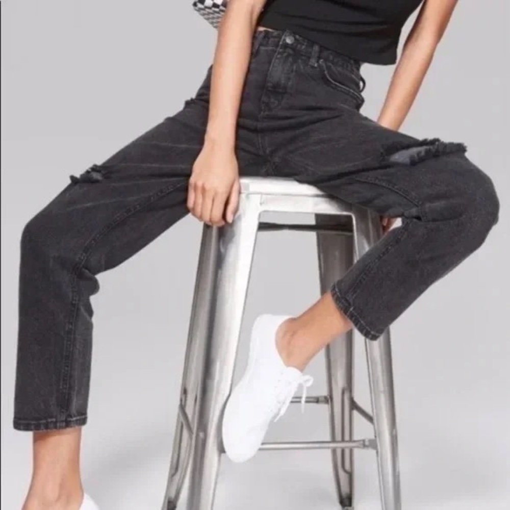 High Rise Distressed Mom Jean - Picture 3 of 11